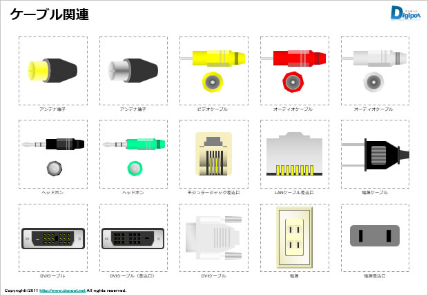 ケーブルと端子のイラスト パワーポイント フリー素材 無料素材のdigipot