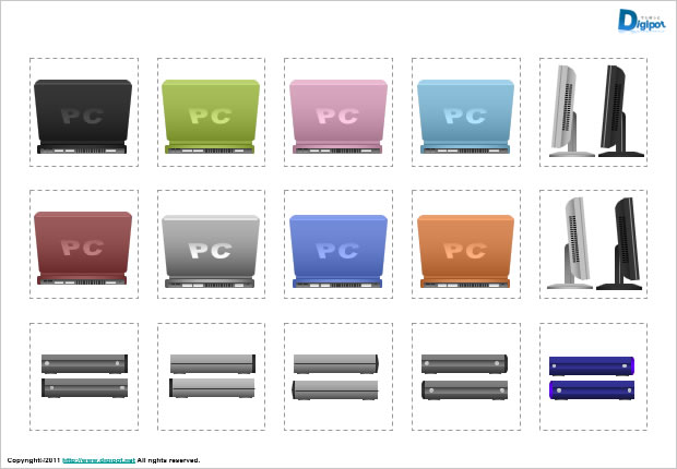 パソコンの背面と側面のイラスト パワーポイント フリー素材 無料素材のdigipot