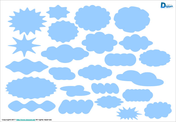クラウド、雲形の図形イラスト画像2