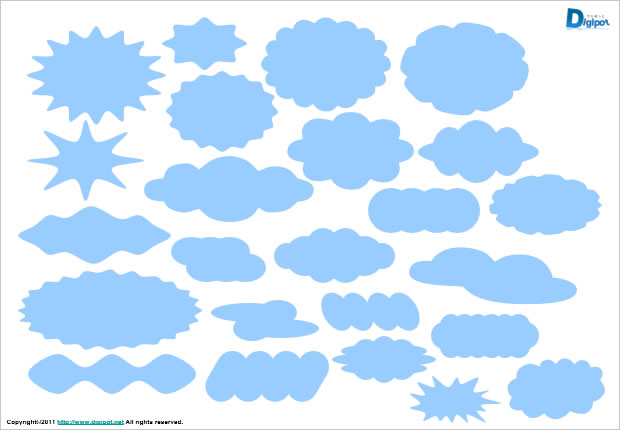 クラウド 雲形の図形イラスト パワーポイント フリー素材 無料素材のdigipot