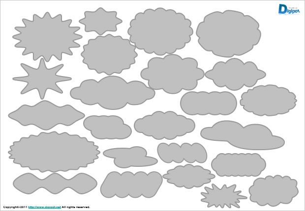 クラウド 雲形の図形イラスト パワーポイント フリー素材 無料素材のdigipot