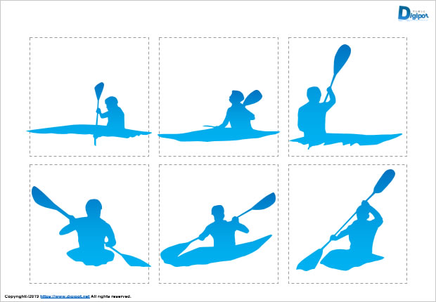 カヌーのシルエット画像