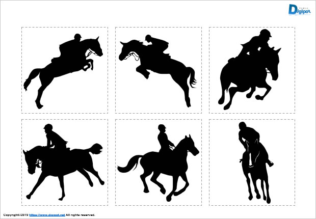 馬術、乗馬のシルエット画像