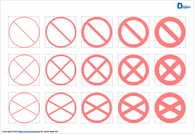 丸形禁止マーク作成用の図形素材画像3