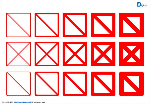 四角形禁止マーク作成用の図形素材画像