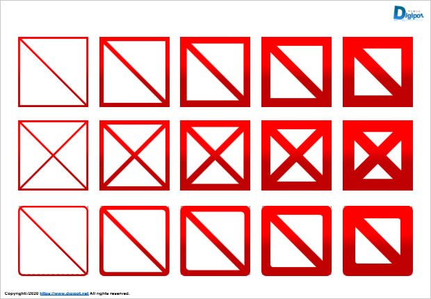 四角形禁止マーク作成用の図形素材 パワーポイント フリー素材 無料素材のdigipot