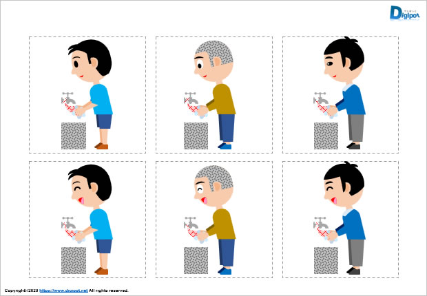 石けんで手を洗う男の子イラスト画像2