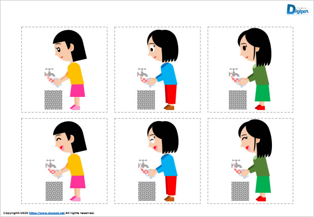 石けんで手を洗う女の子イラスト画像2