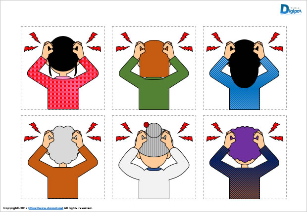 頭を抱える後ろ姿の女性のイラスト画像2