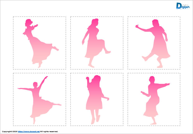 ダンスする女性のシルエット パワーポイント フリー素材 無料素材のdigipot