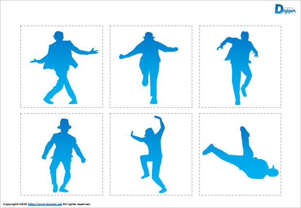 ダンスする男性のシルエット画像