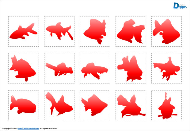 金魚のシルエット画像