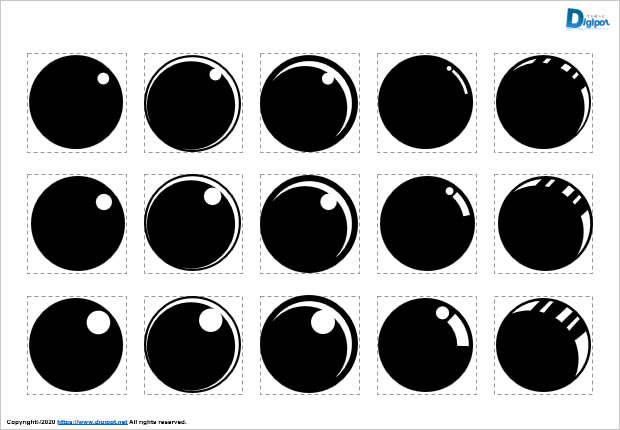 立体に見える平面球の図形素材画像