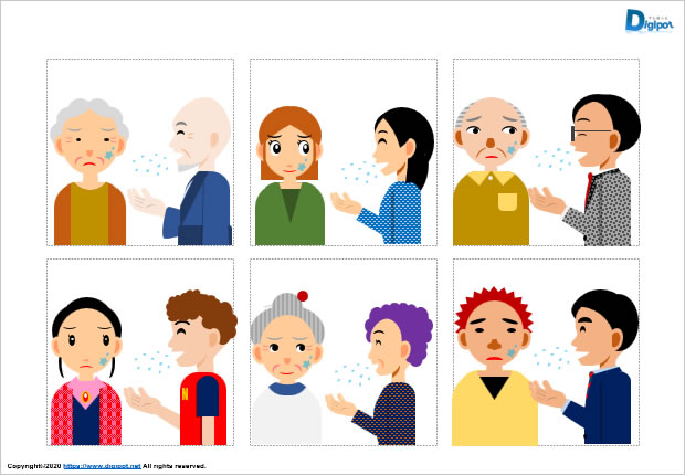 飛沫に困る、嫌がる人のイラスト画像4