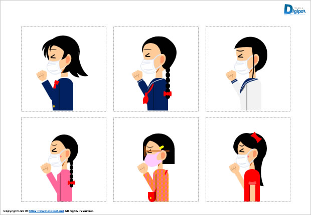 マスクをした横アングルの子供 女の子のイラスト パワーポイント フリー素材 無料素材のdigipot