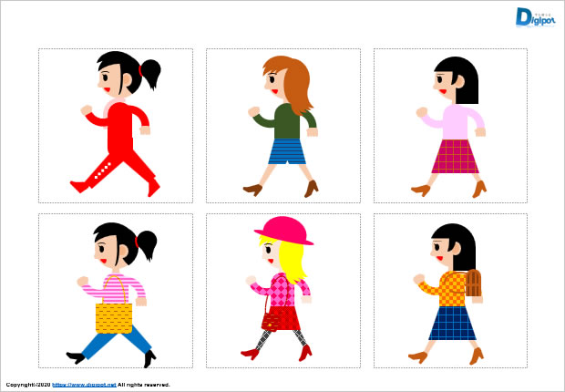歩く女性のイラスト画像2