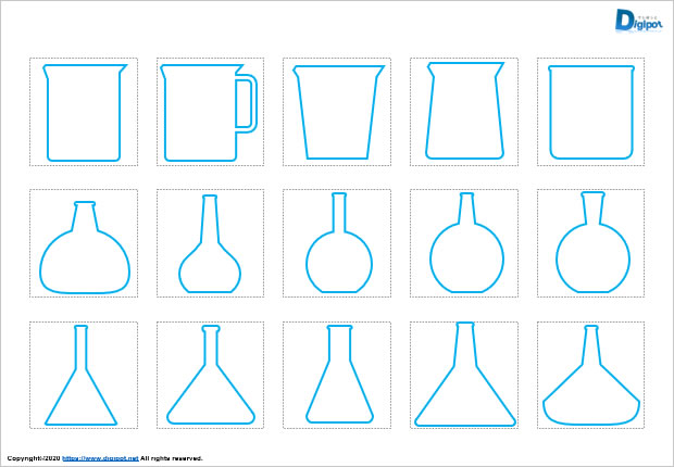 ビーカー フラスコなどの理科実験器具の外観図形 パワーポイント フリー素材 無料素材のdigipot