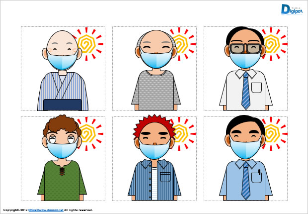 冷感マスクを着用したの男性のイラスト画像