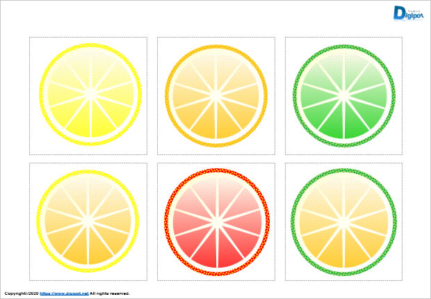 輪切りの柑橘系果物のイラスト画像2
