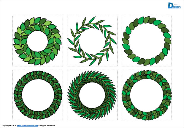 葉っぱのリースのイラスト画像