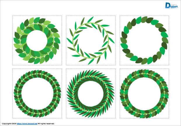 葉っぱのリースのイラスト画像2