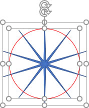星と円を中央揃えにする説明画像