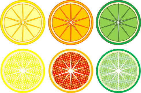 オレンジやレモンの輪切りのイラスト画像