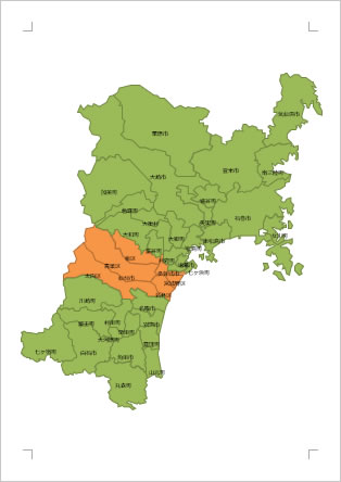 宮城県の地図画像