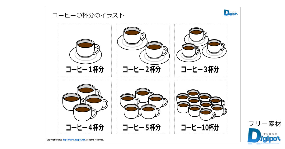 コーヒー、紅茶〇杯分のイラスト画像