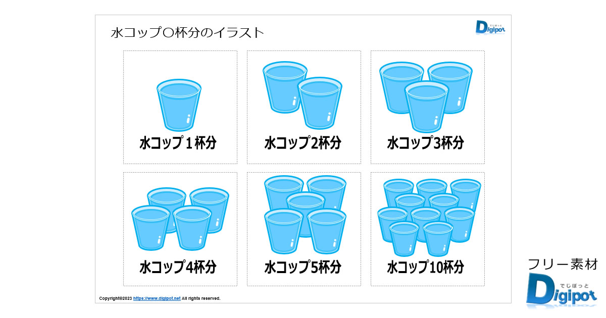 水、牛乳コップ〇杯分のイラスト画像