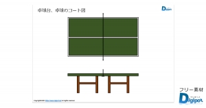 卓球台、卓球のコート図画像