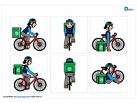 自転車で配達する人のイラスト画像
