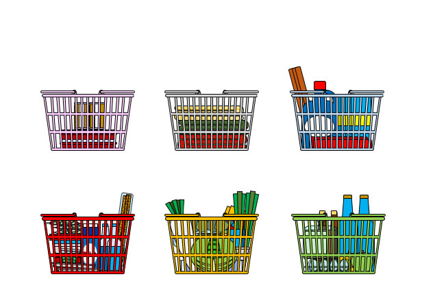 買い物のカゴに入った商品のイラスト パワーポイント フリー素材 無料素材のdigipot