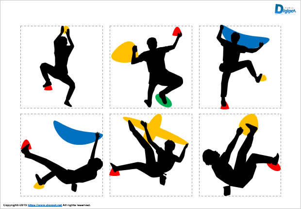 スポーツクライミング、ボルダリングのシルエットのイラスト画像