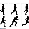 徒競走する子供のシルエット画像