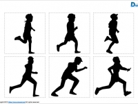 徒競走する子供のシルエット画像