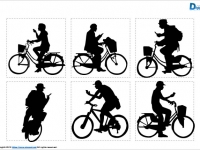 スマホを見ながら自転車に乗る人のシルエット画像