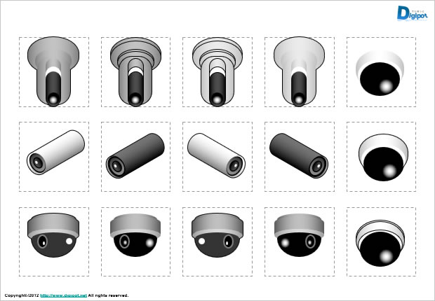 監視カメラ、防犯カメラのイラスト画像