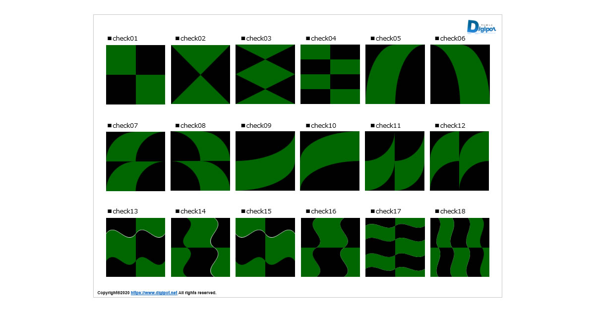 市松模様、チェック柄の塗りパターン画像