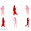 歩きスマホする女性のシルエット画像