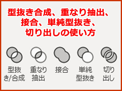 パワポ図形の型抜き合成、重なり抽出、接合、単純型抜き、切り出しの使い方